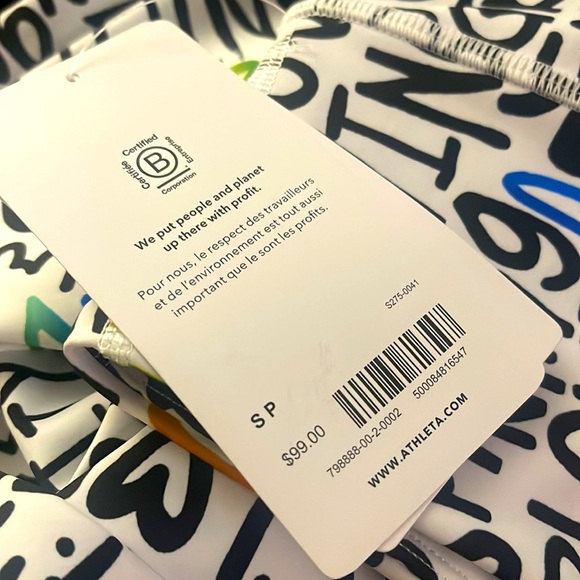 ATHLETA PRIDE COLLECTION GRAFFITI ELATION TRAIN 7/8 Tight Leggings White Small - Picture 3 of 3